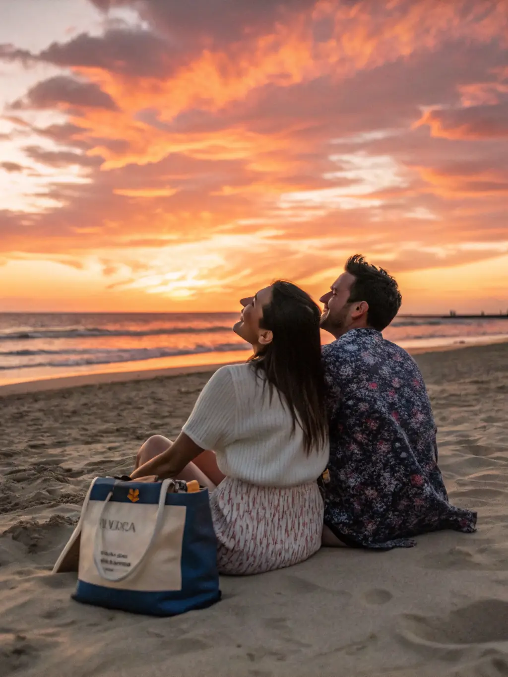 A photograph of a couple happily retired, enjoying a sunset on a beach, symbolizing financial security and a well-planned retirement.