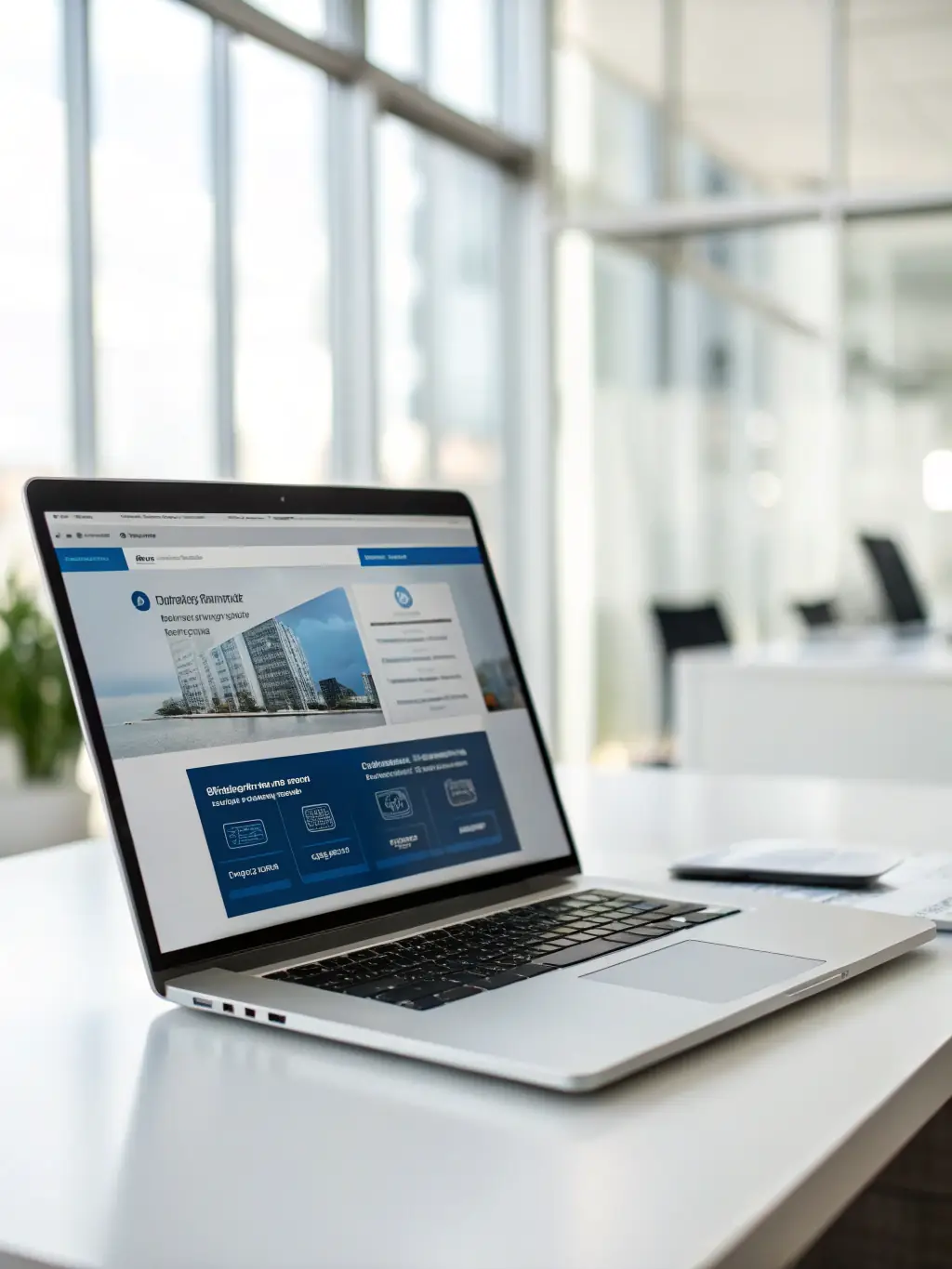 A secure online banking portal interface on a laptop screen, showcasing the ease and security of Prime Trust Bank's digital banking platform for businesses.